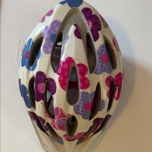 Giro Kids Helmet with Pink Purple Blue Flower Pattern